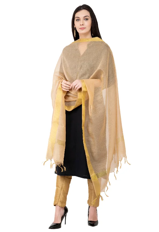 Chanderi Chhoda Patta Golden Color Dupatta/Chunni