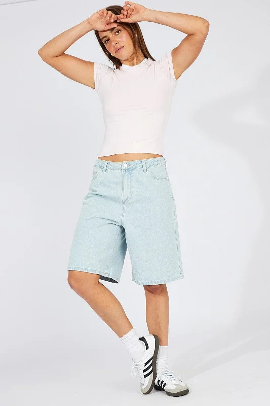 Denim Longline Shorts Wide Leg