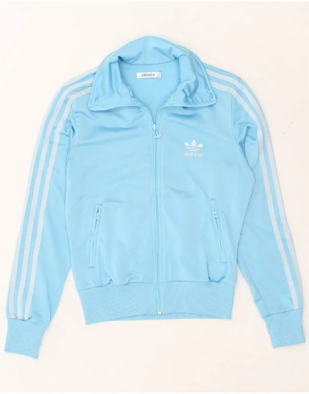 ADIDAS Womens Graphic Tracksuit Top Jacket EU 34 XS Blue Polyester