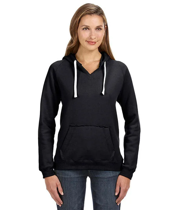 JA8836 - J America Ladies Sydney Brushed V-Neck Hooded Sweatshirt