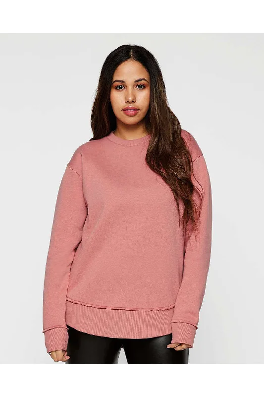 LAT Womens Weekend Fleece Crewneck Sweatshirt - Mauvelous Pink