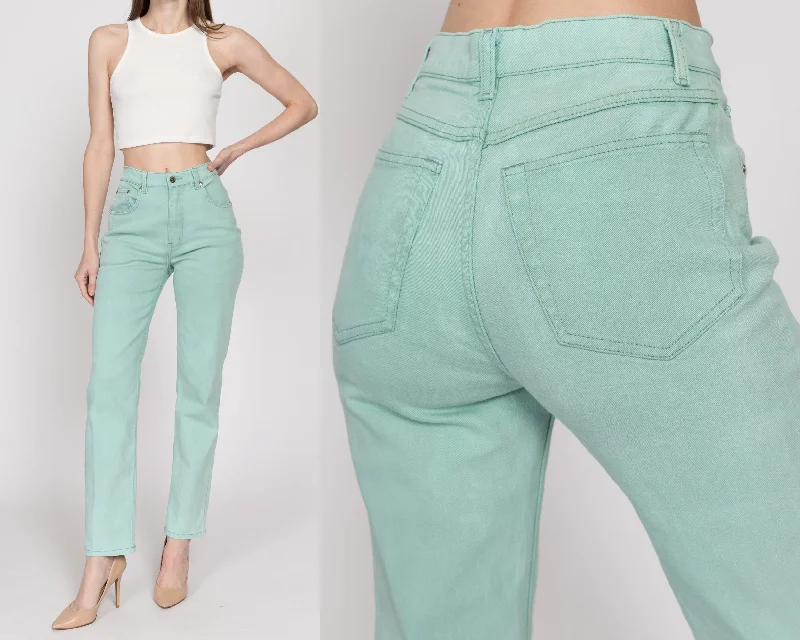 Small 90s Mint Green High Waisted Jeans 26"-28"