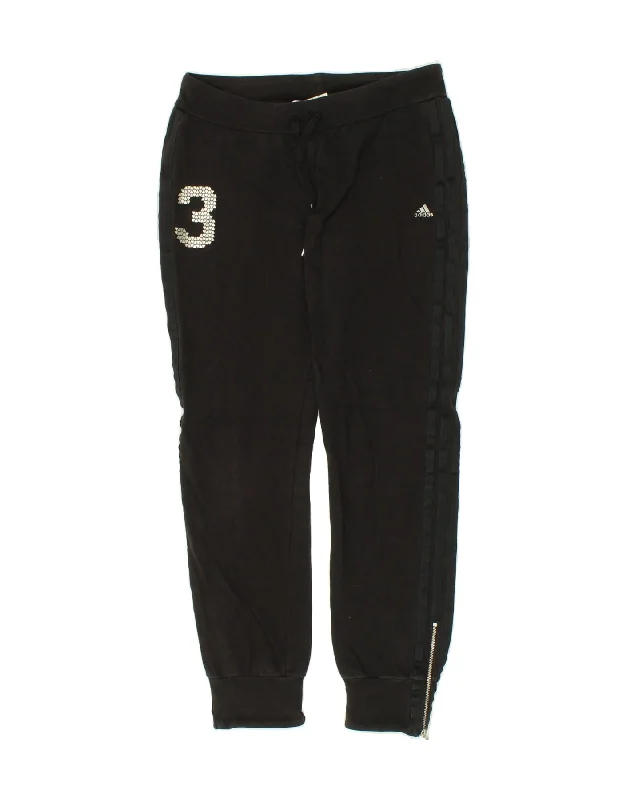 ADIDAS Womens Graphic Tracksuit Trousers Joggers UK 8/10 Small Black