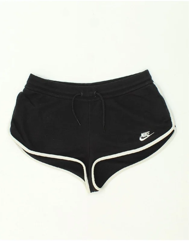 NIKE Womens Sport Shorts UK 14 Medium Black Cotton