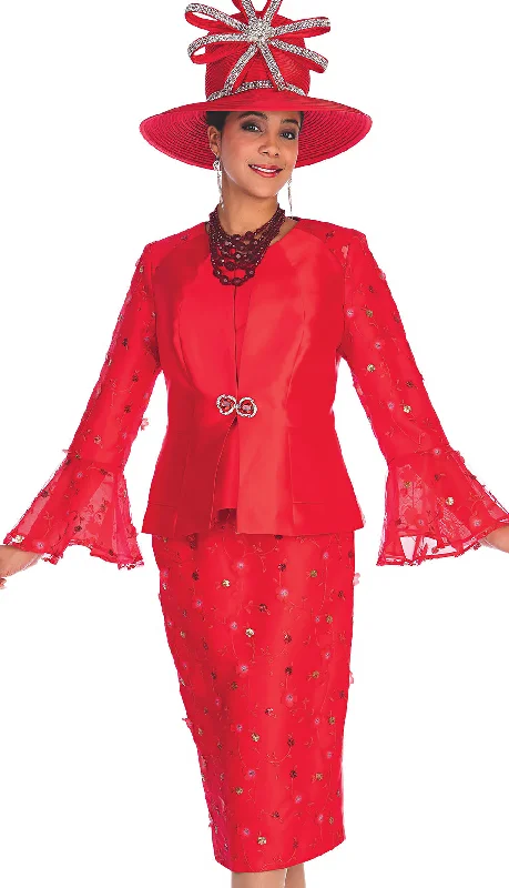 Champagne Italy Church Suit 5721 - Red