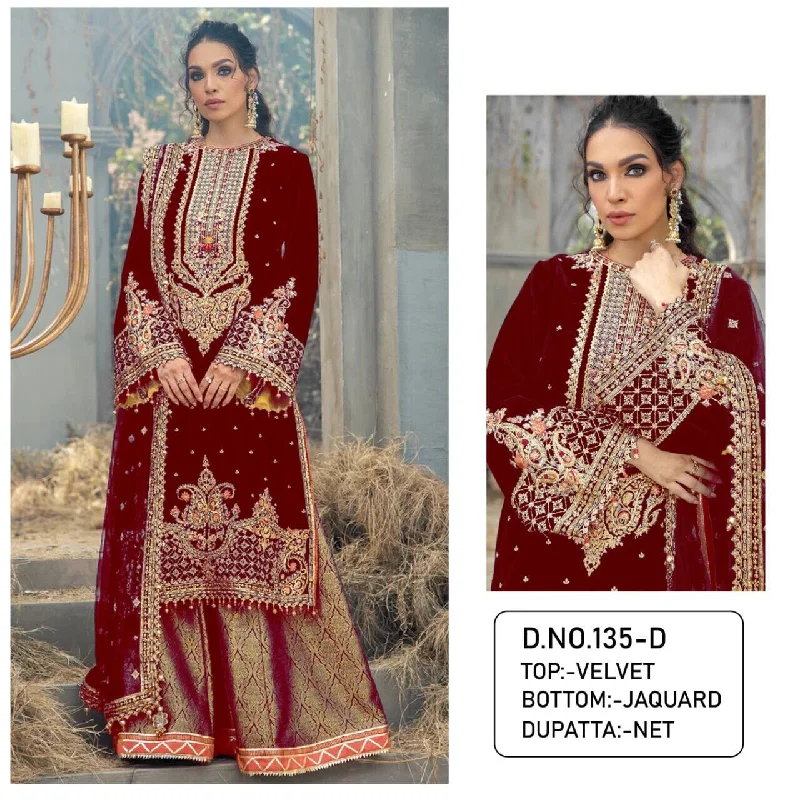 135 D Velvet Heavy Embroidered Designer Suit