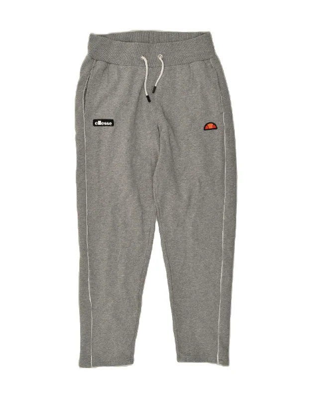 ELLESSE Womens Tracksuit Trousers UK 14 Medium Grey Cotton