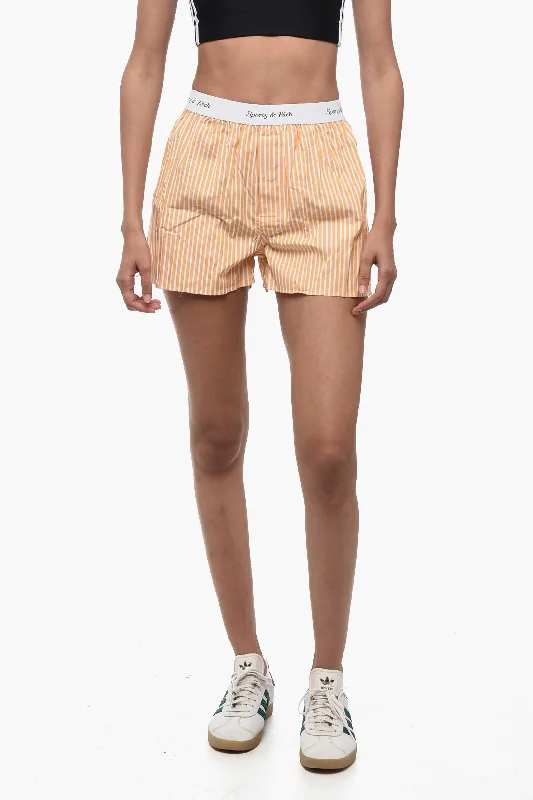 Sporty & Rich Striped CASSIE Shorts with Logoed Elastic Band