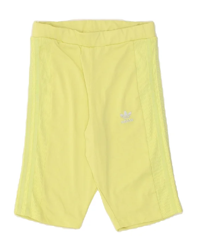 ADIDAS Womens Sport Shorts UK 8 Small Yellow Polyester