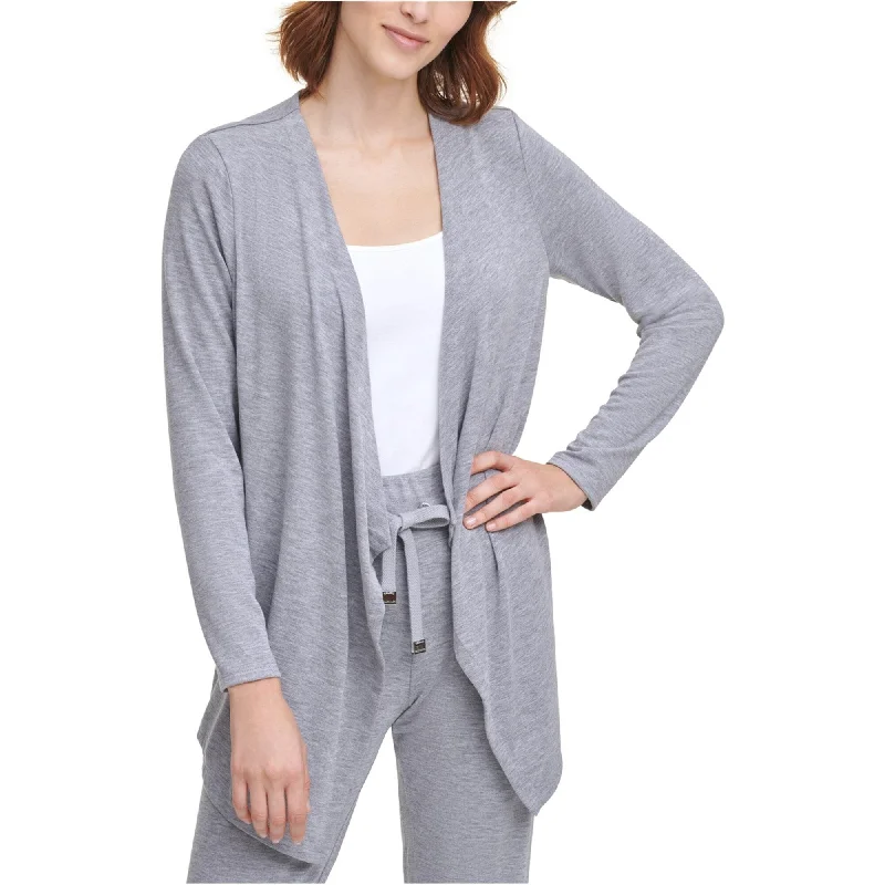 Calvin Klein Womens Heathered Cardigan Sweater, Grey, Small