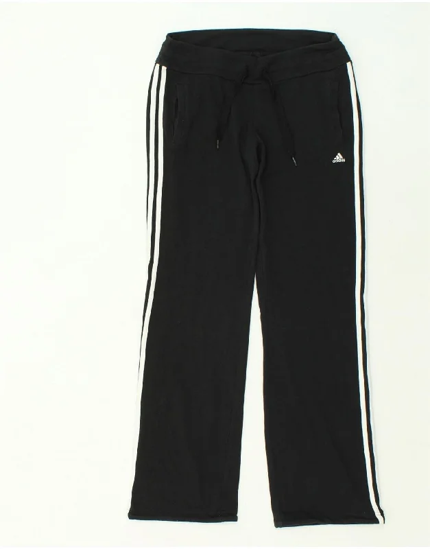 ADIDAS Womens Climalite Tracksuit Trousers UK 8/10 Small Black Cotton