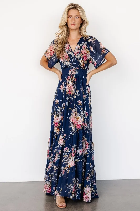 Katherine Maxi Dress | Navy + Pink Floral