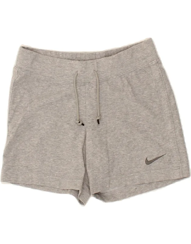 NIKE Womens Sport Shorts UK 8 Small Grey Cotton