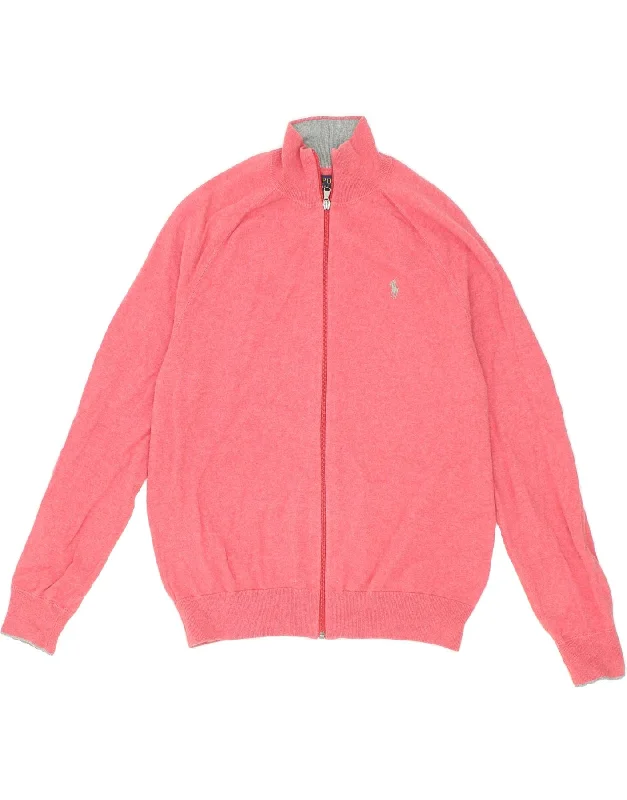 POLO RALPH LAUREN Womens Tracksuit Top Jacket UK 14 Medium Pink Cotton