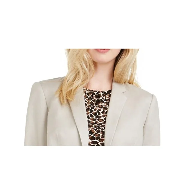 Calvin Klein Women's Notch Collar Work Wear Double Breasted Blazer Brown Size 12