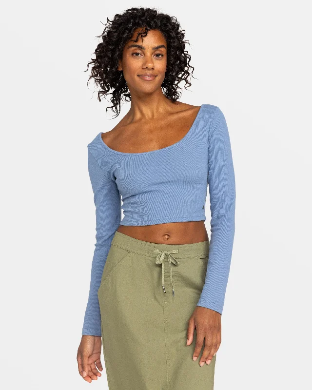 Good Keepsake Long Sleeve Cropped Top - Infinity Blue