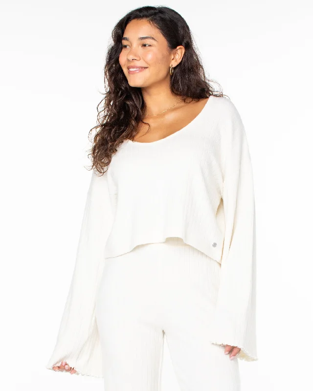 Sandy Coast Long Sleeve Top - Cloud Dancer