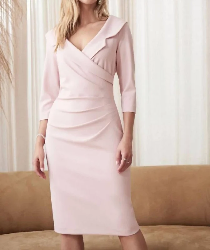 Blazer Style Ruched Dress In Blush Pink