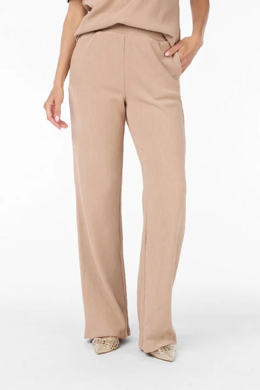 Crinkle Trousers In Dark Sand