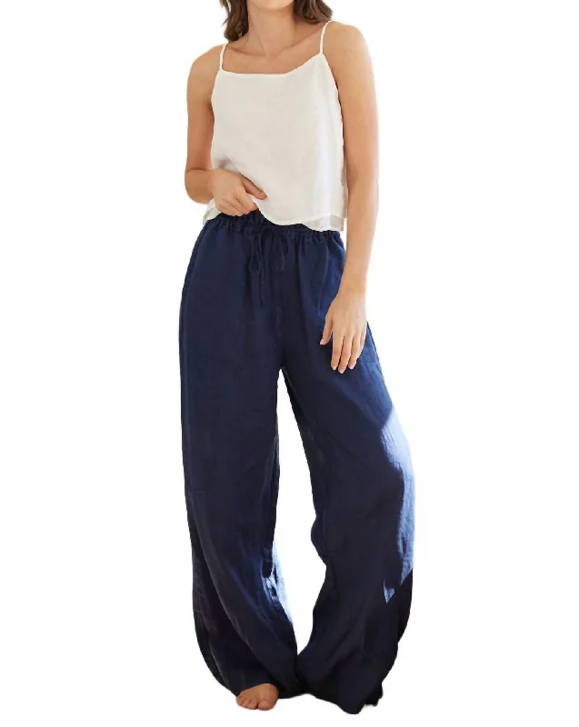 Drawcord Wide Leg Pant In Summer Night