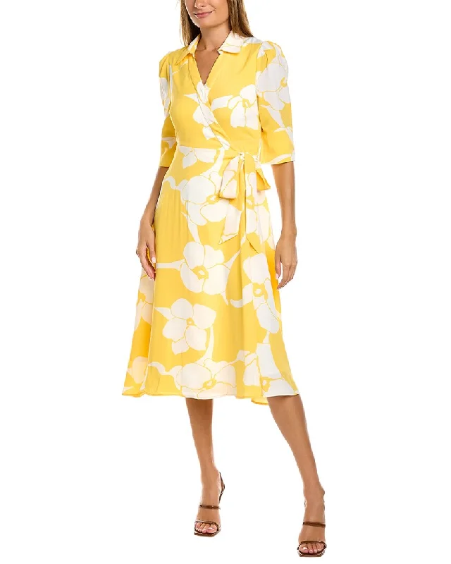 Gracia V-Neck Flower Wrap Dress