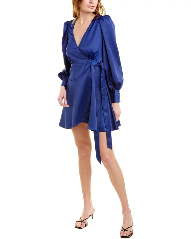 One Social by Badgley Mischka Satin Wrap Cocktail Dress