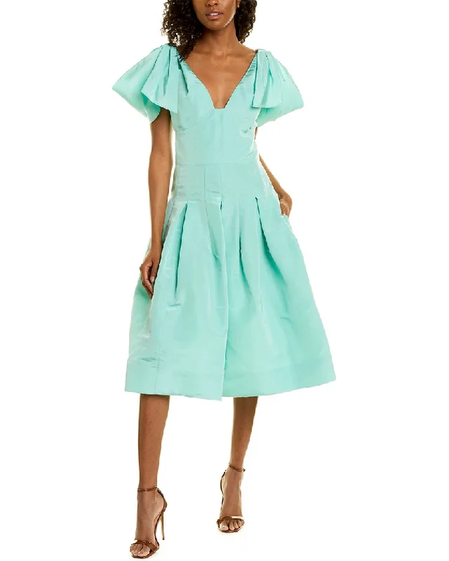 Oscar de la Renta Shoulder Drape Silk A-Line Dress