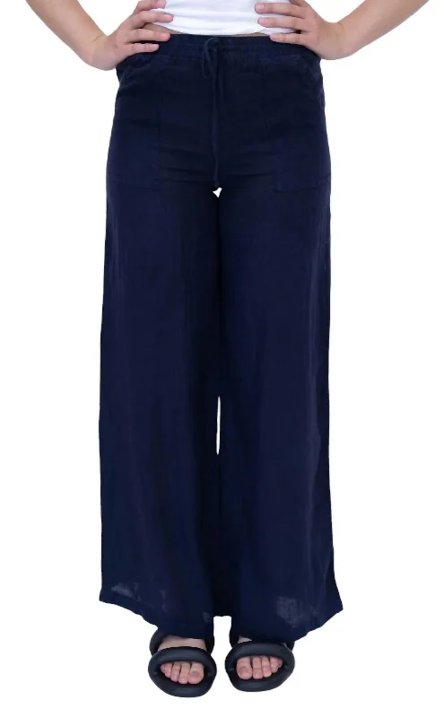 Pocket Linen Pants In Navy