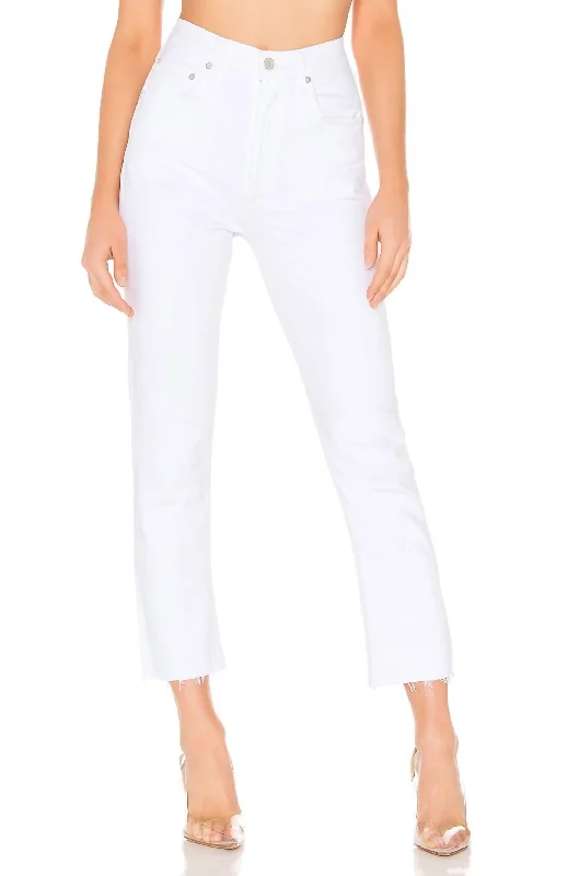 Riley High Rise Crop Straight Jeans In Blurred